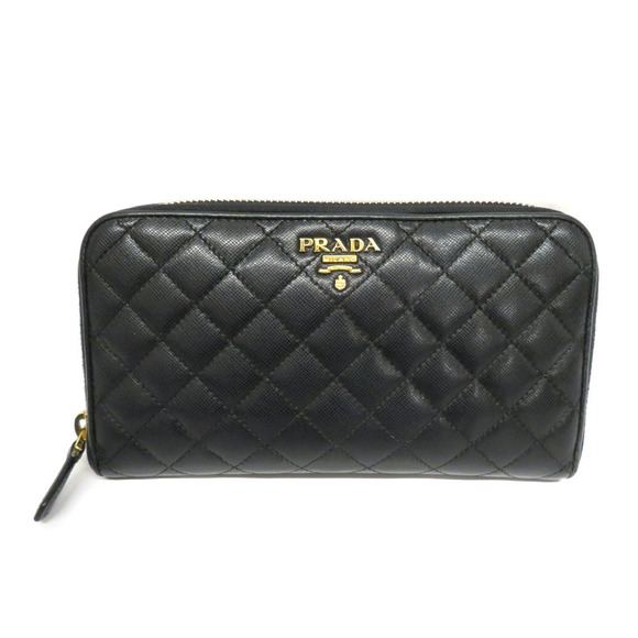 Prada Quilting Long Wallet Black Zip Leather - Picture 1 of 6